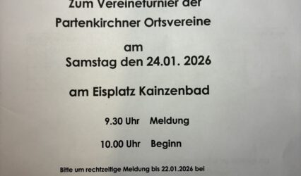 Einladung zum Vereinsturnier 24.1.2026 – Eisplatz Kainzenbad
